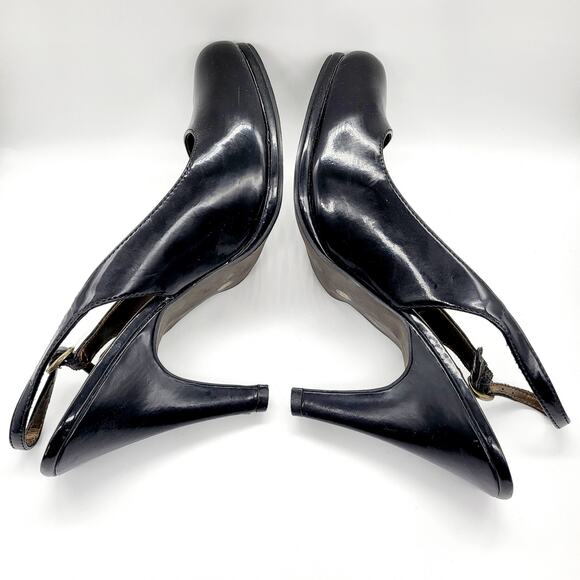 Y2K Madeline Stuart Stein Black Patent Leather Slingback Heels Women’s Size 8.5M - Picture 5 of 10
